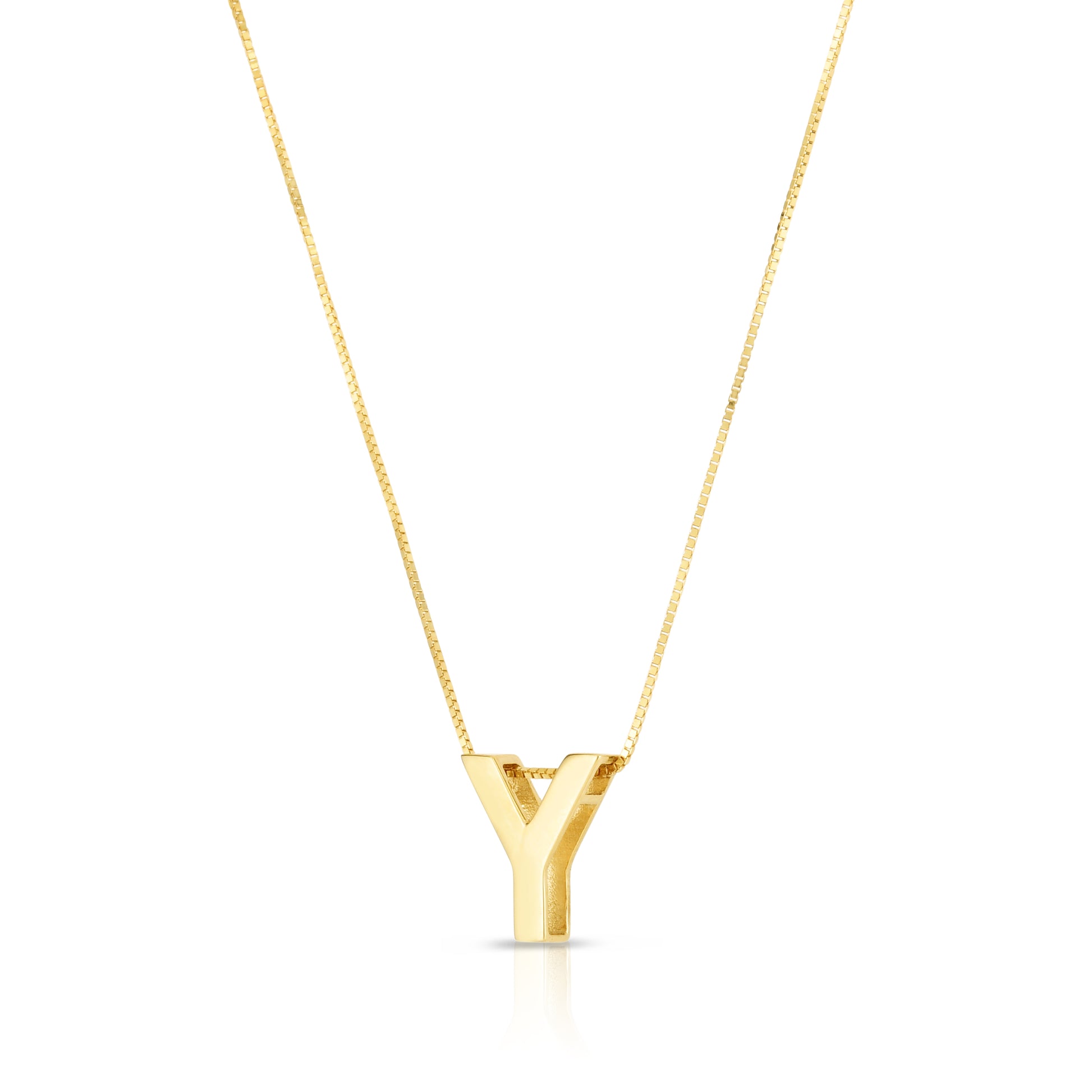 Royal Chain 14K Gold Block Letter Initial Y Necklace RCY10969