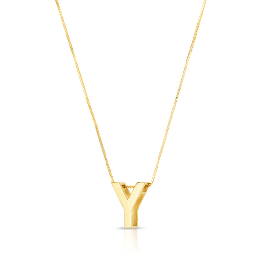 Royal Chain 14K Gold Block Letter Initial Y Necklace RCY10969