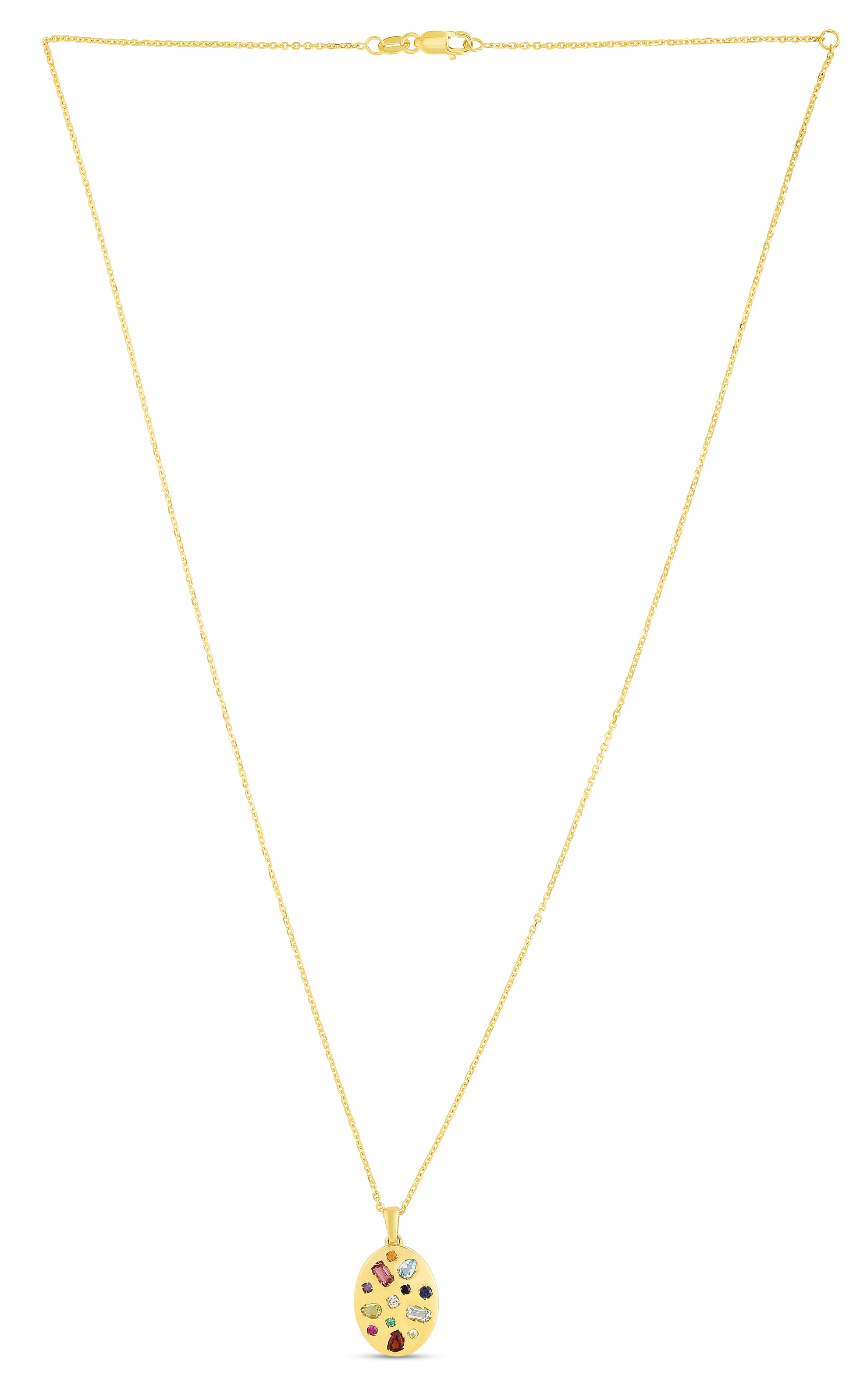 Royal Chain 14K Gold Gemstone Inlay Oval Necklace SET3181