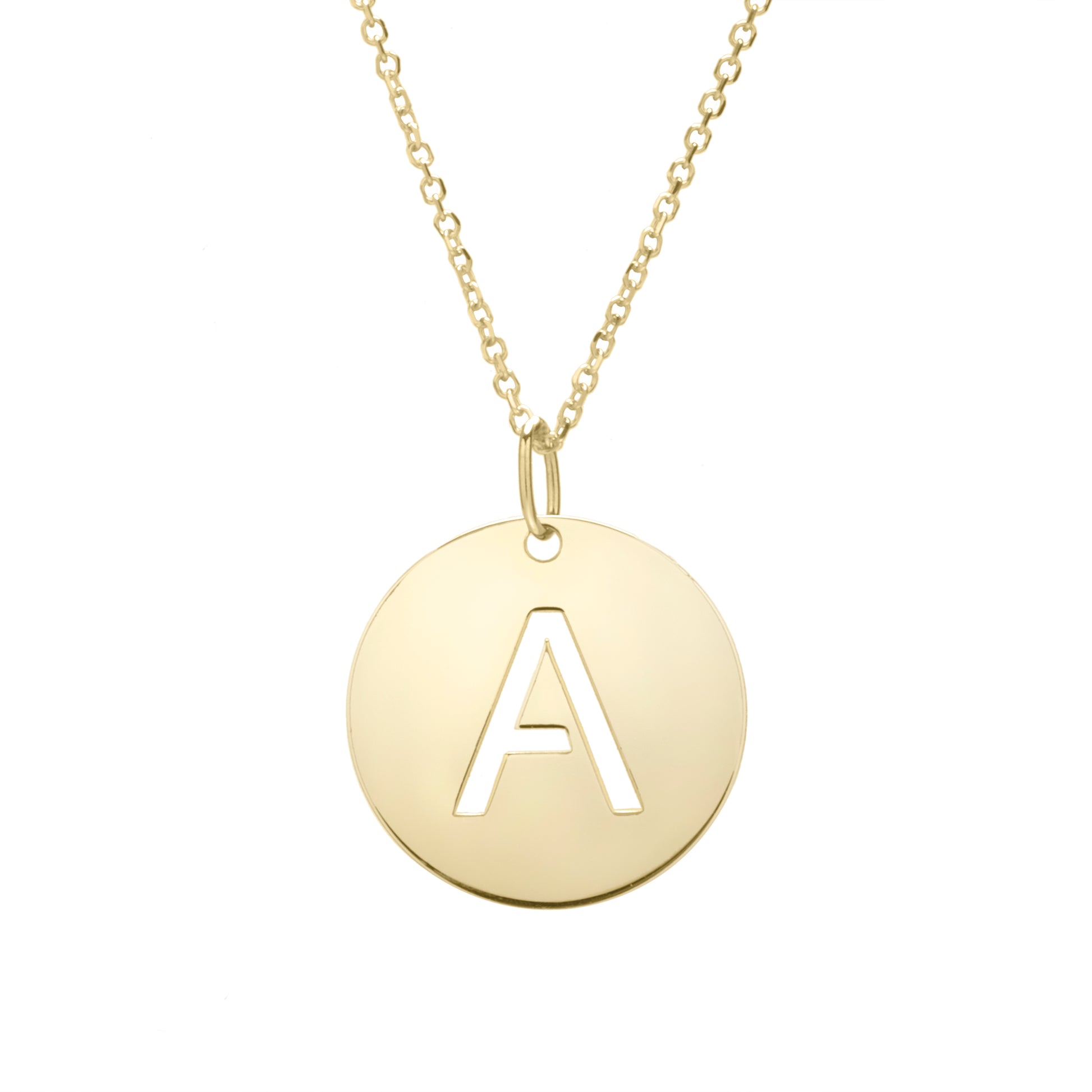 Royal Chain 14K Gold Disc Initial A Necklace SETA2932