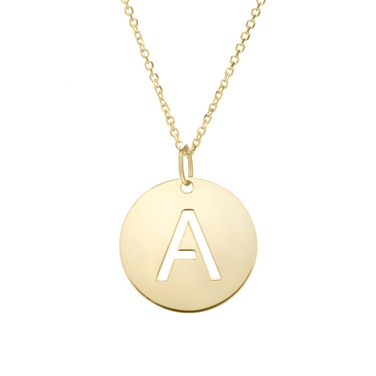 Royal Chain 14K Gold Disc Initial A Necklace SETA2932