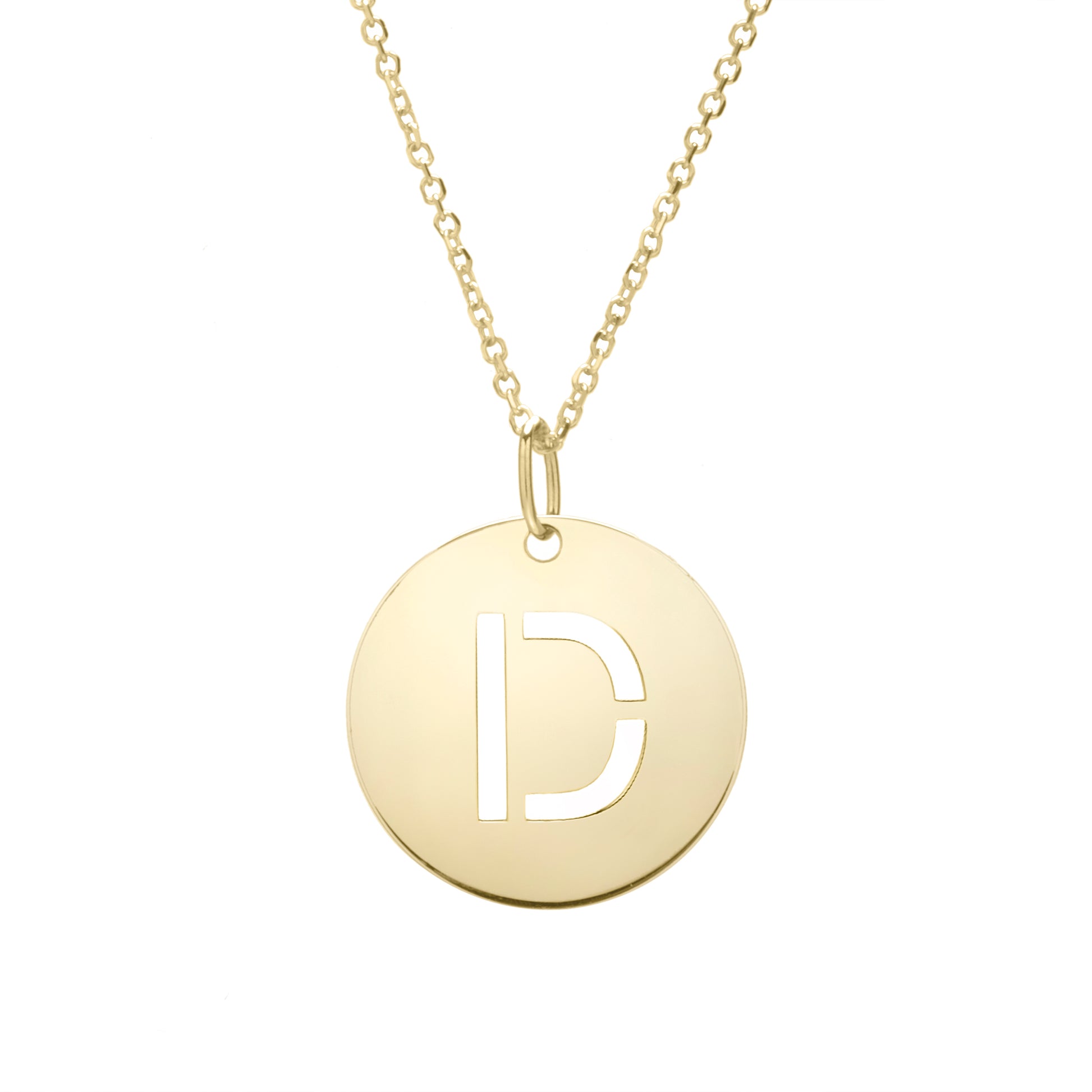 Royal Chain 14K Gold Disc Initial D Necklace SETD2932