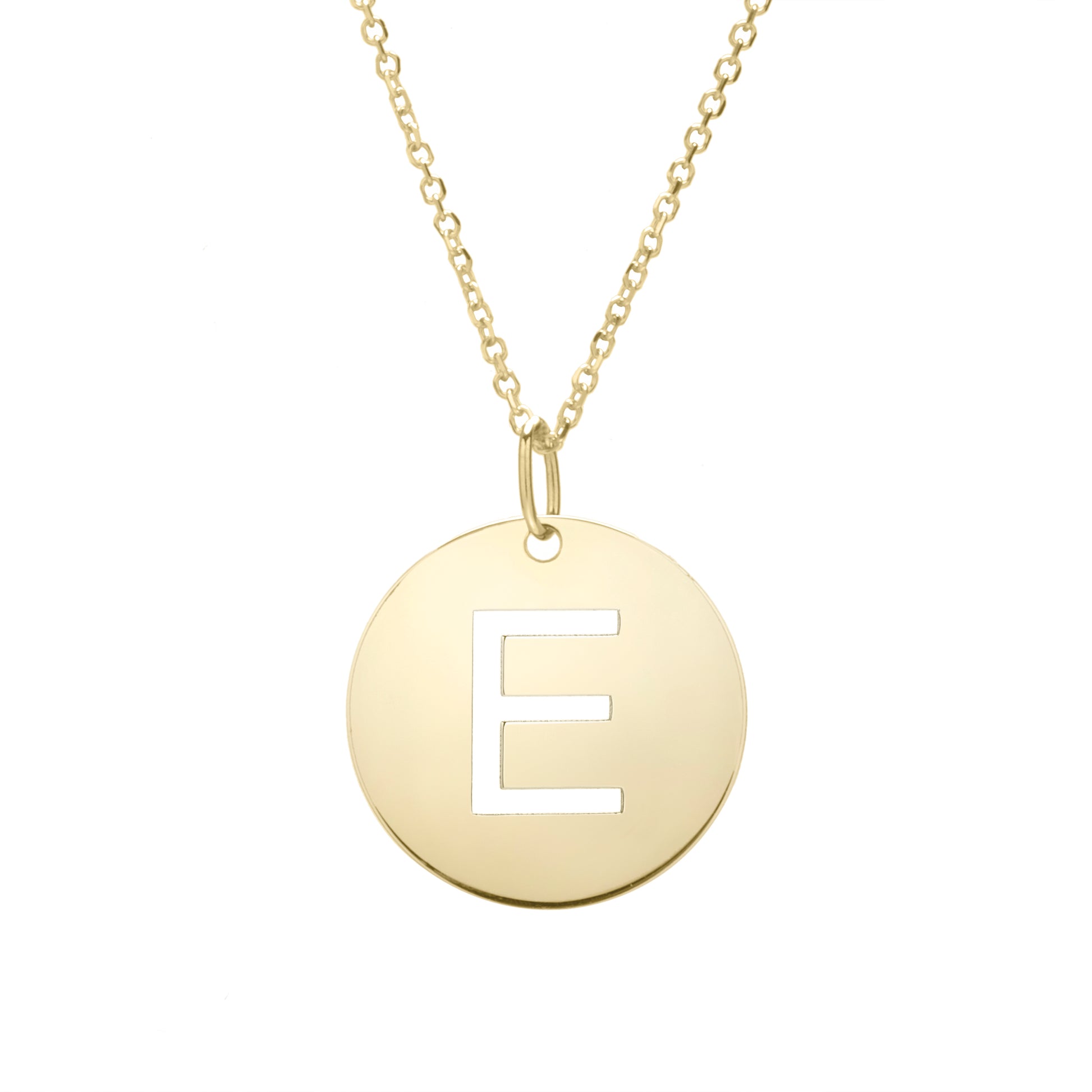 Royal Chain 14K Gold Disc Initial E Necklace SETE2932