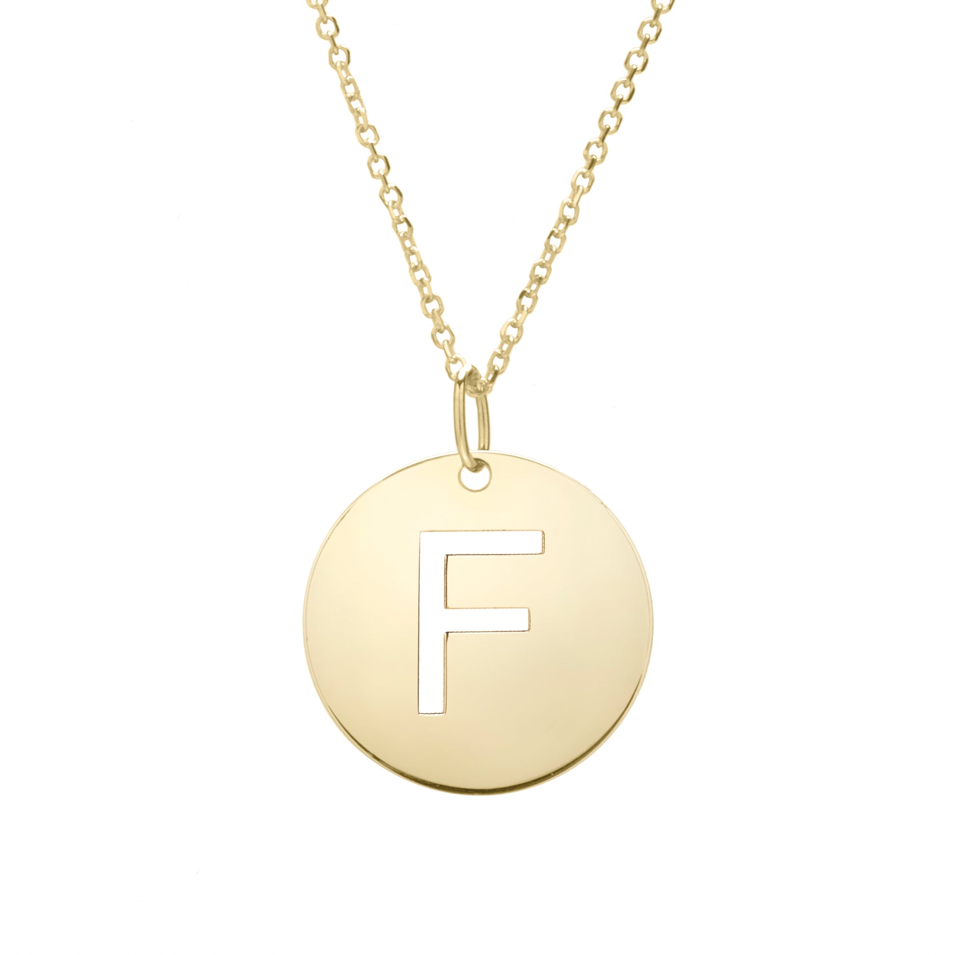 Royal Chain 14K Gold Disc Initial F Necklace SETF2932