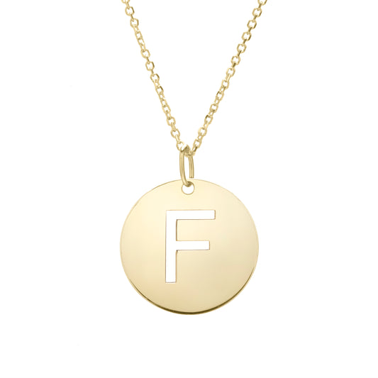 Royal Chain 14K Gold Disc Initial F Necklace SETF2932