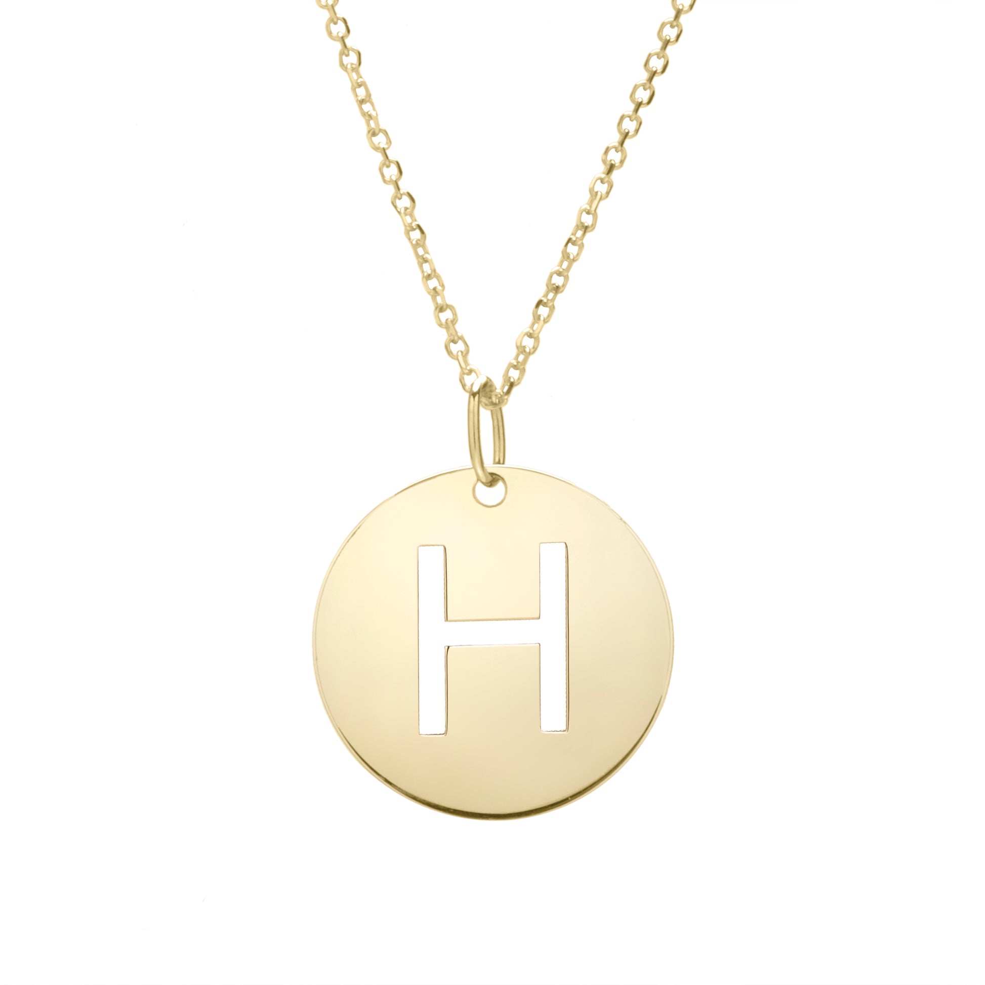 Royal Chain 14K Gold Disc Initial H Necklace SETH2932