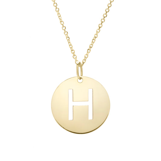 Royal Chain 14K Gold Disc Initial H Necklace SETH2932