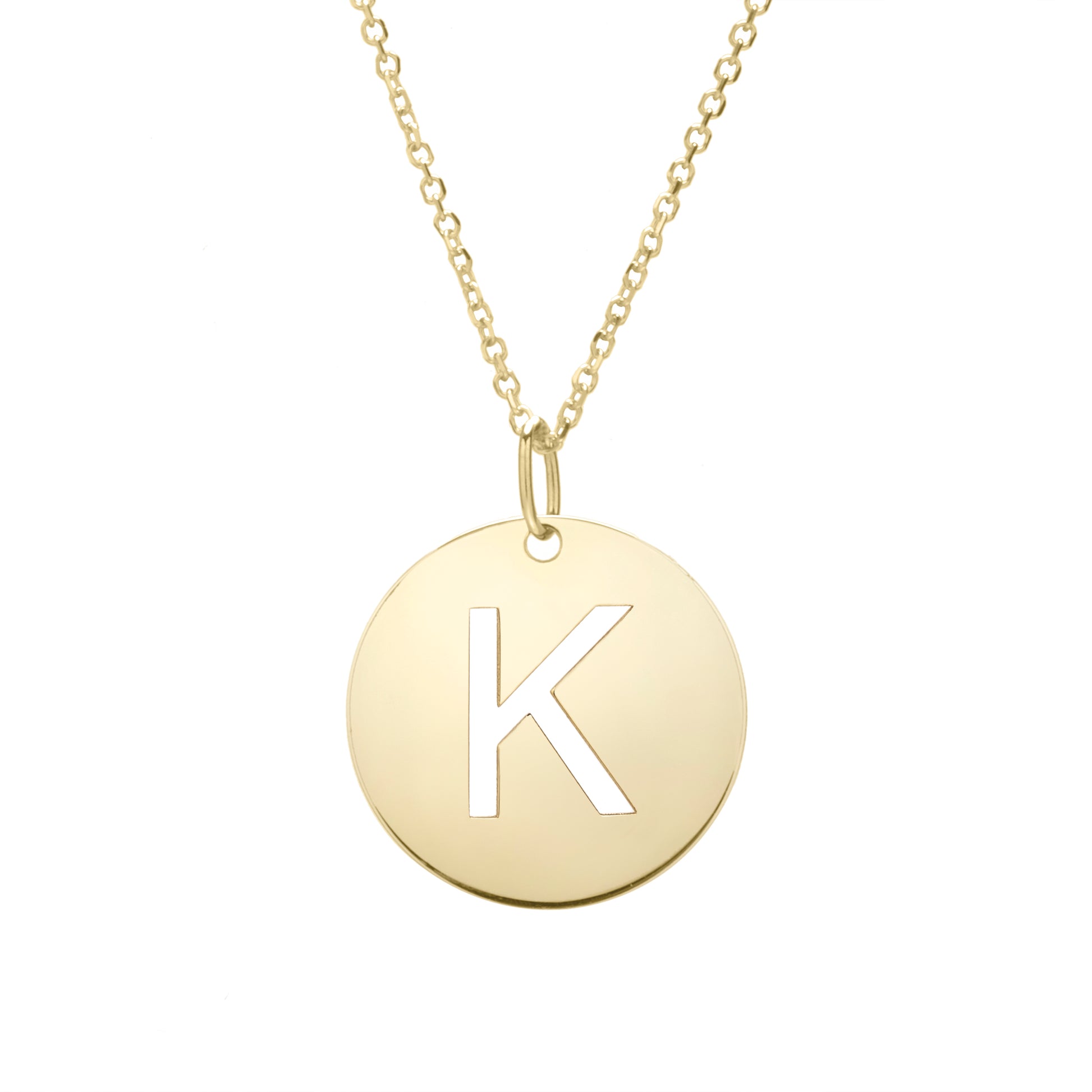 Royal Chain 14K Gold Disc Initial K Necklace SETK2932