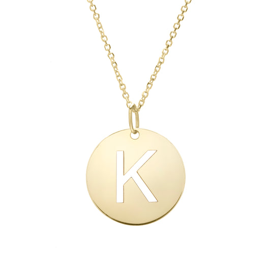 Royal Chain 14K Gold Disc Initial K Necklace SETK2932