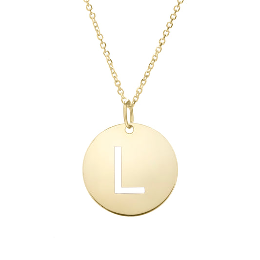 Royal Chain 14K Gold Disc Initial L Necklace SETL2932