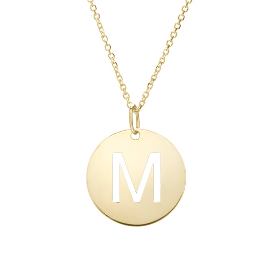 Royal Chain 14K Gold Disc Initial M Necklace SETM2932