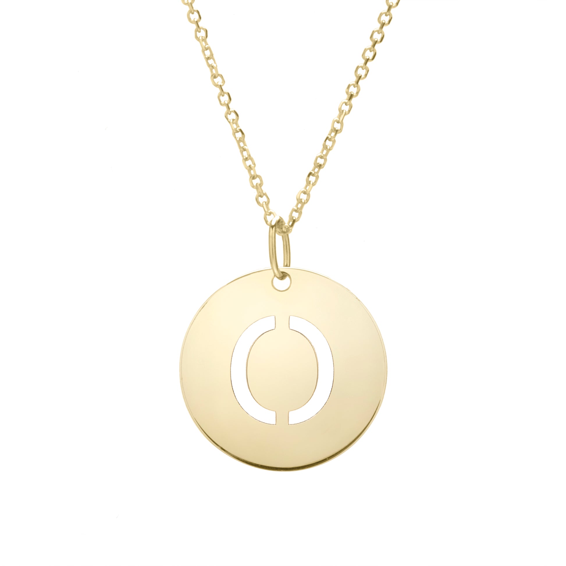 Royal Chain 14K Gold Disc Initial O Necklace SETO2932