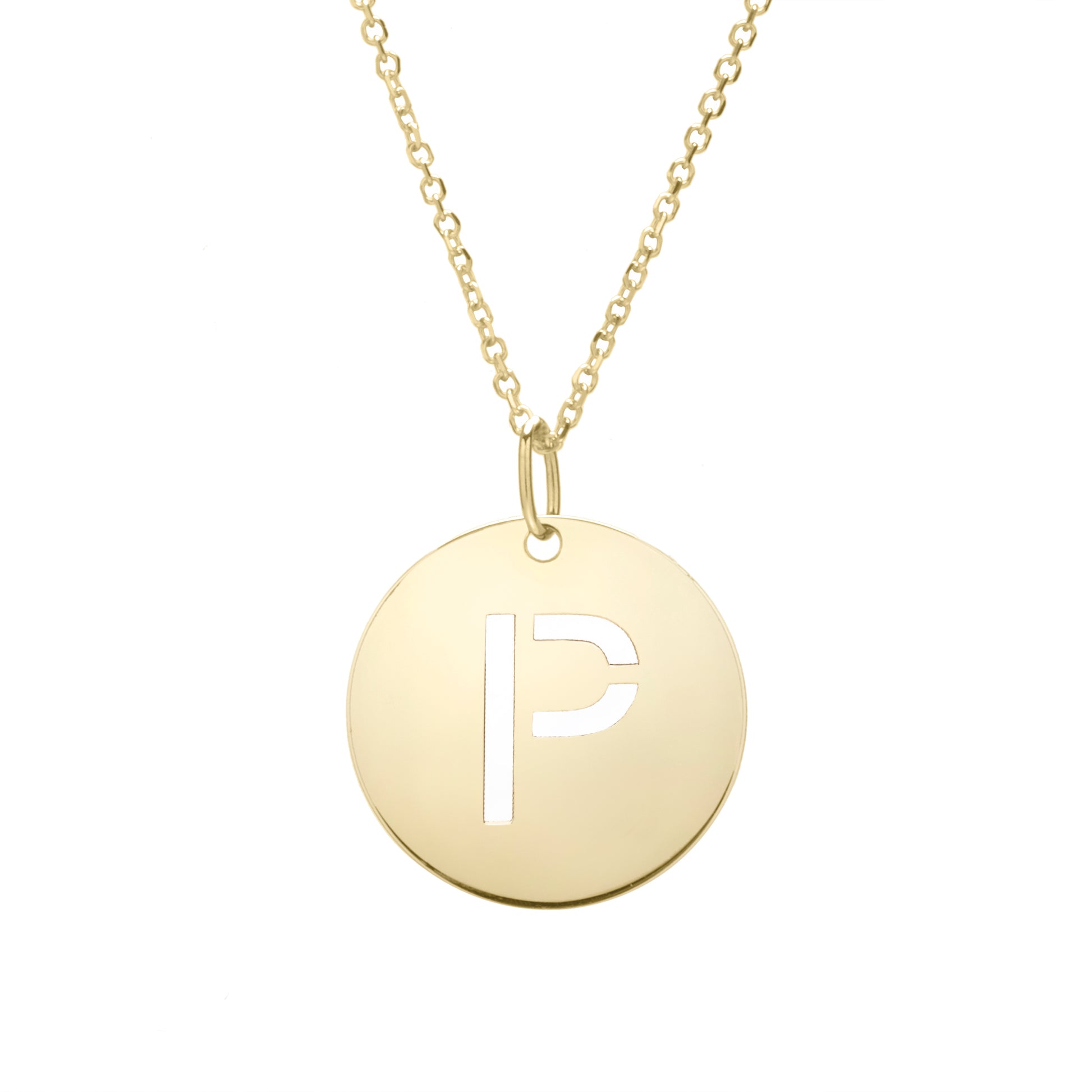 Royal Chain 14K Gold Disc Initial P Necklace SETP2932