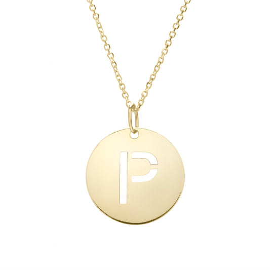 Royal Chain 14K Gold Disc Initial P Necklace SETP2932
