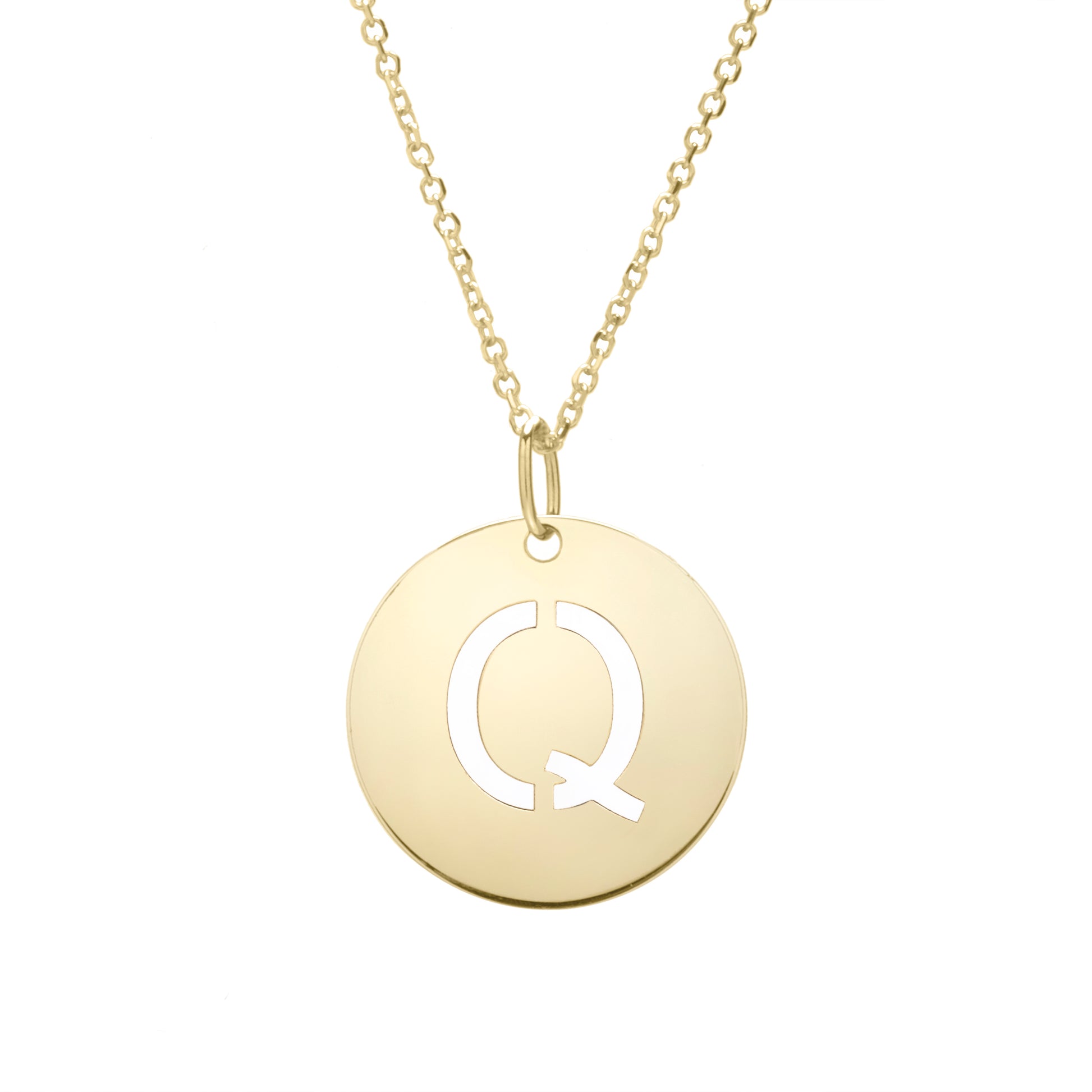 Royal Chain 14K Gold Disc Initial Q Necklace SETQ2932