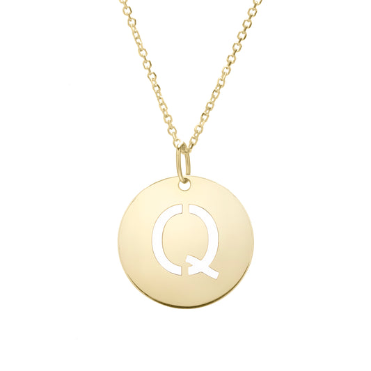 Royal Chain 14K Gold Disc Initial Q Necklace SETQ2932