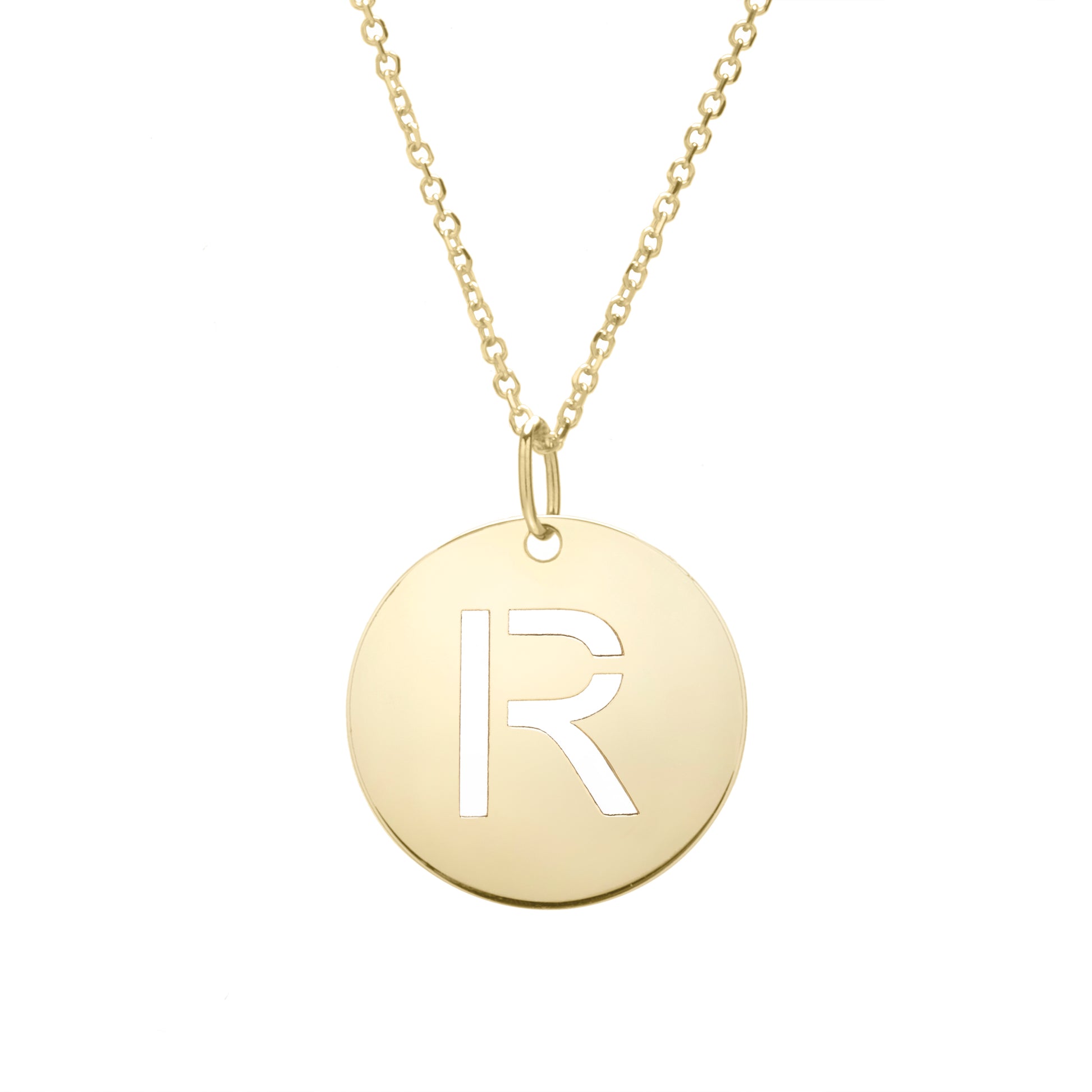 Royal Chain 14K Gold Disc Initial R Necklace SETR2932