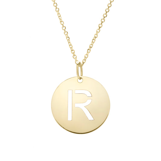 Royal Chain 14K Gold Disc Initial R Necklace SETR2932