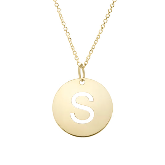 Royal Chain 14K Gold Disc Initial S Necklace SETS2932
