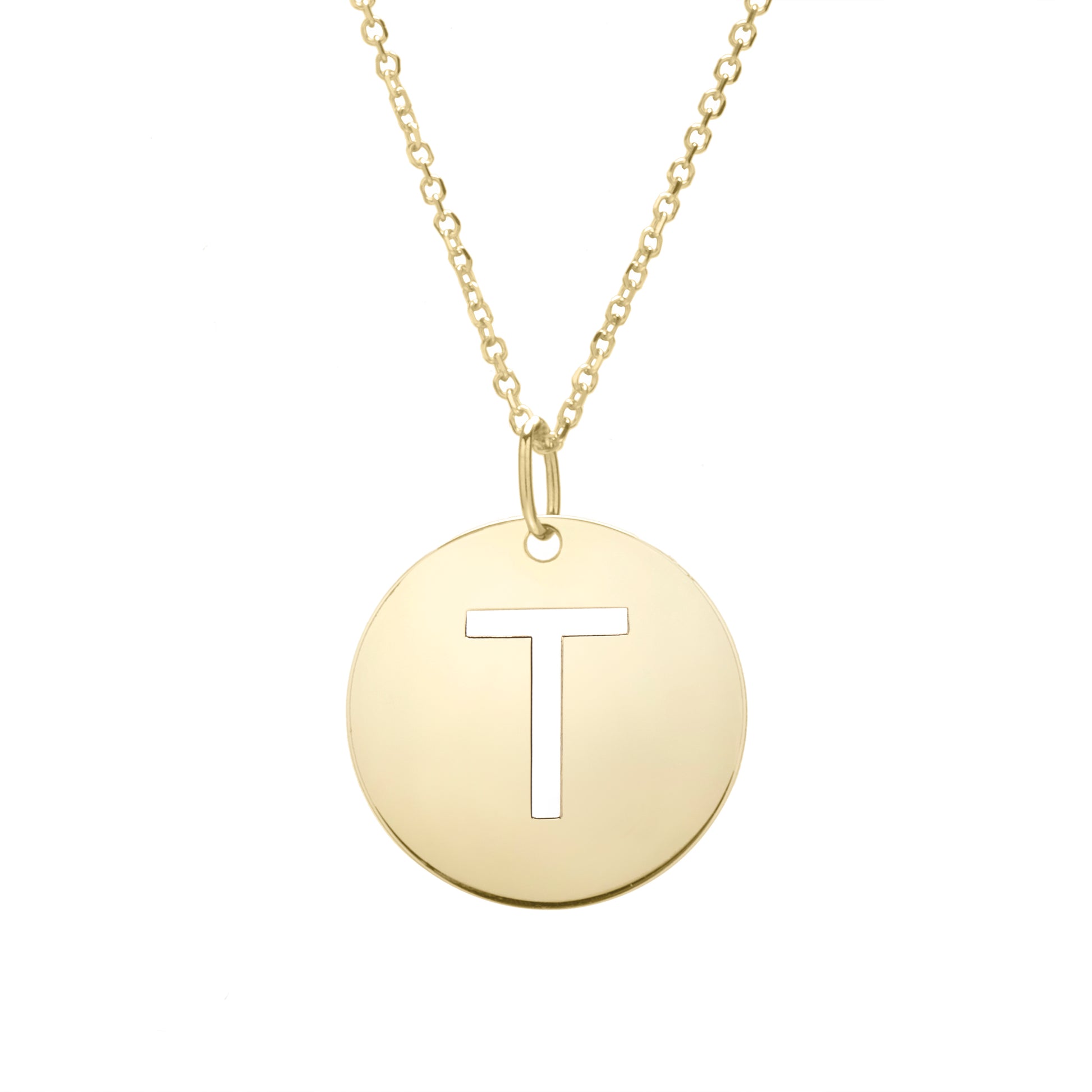 Royal Chain 14K Gold Disc Initial T Necklace SETT2932