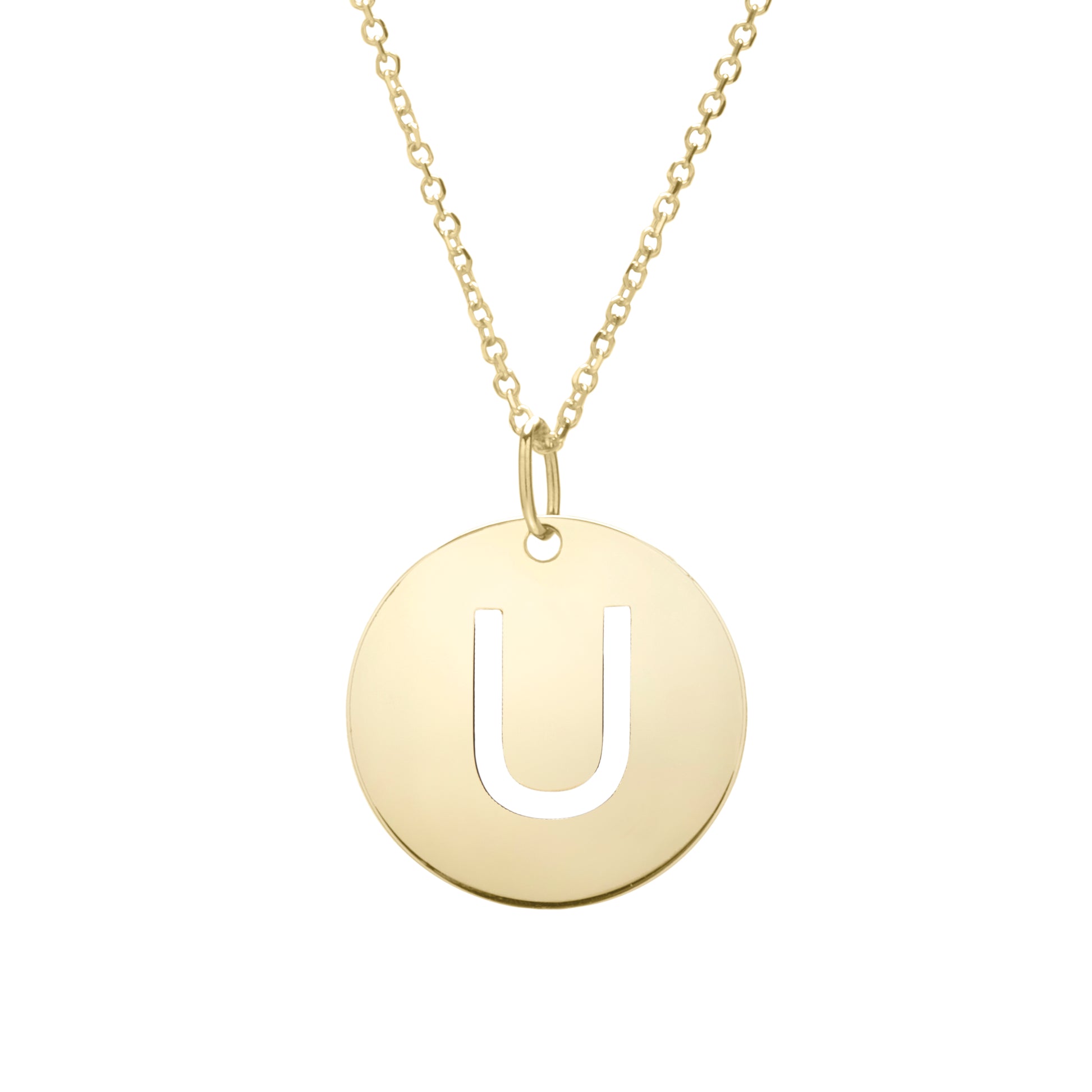 Royal Chain 14K Gold Disc Initial U Necklace SETU2932