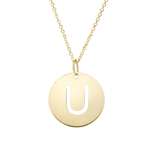 Royal Chain 14K Gold Disc Initial U Necklace SETU2932