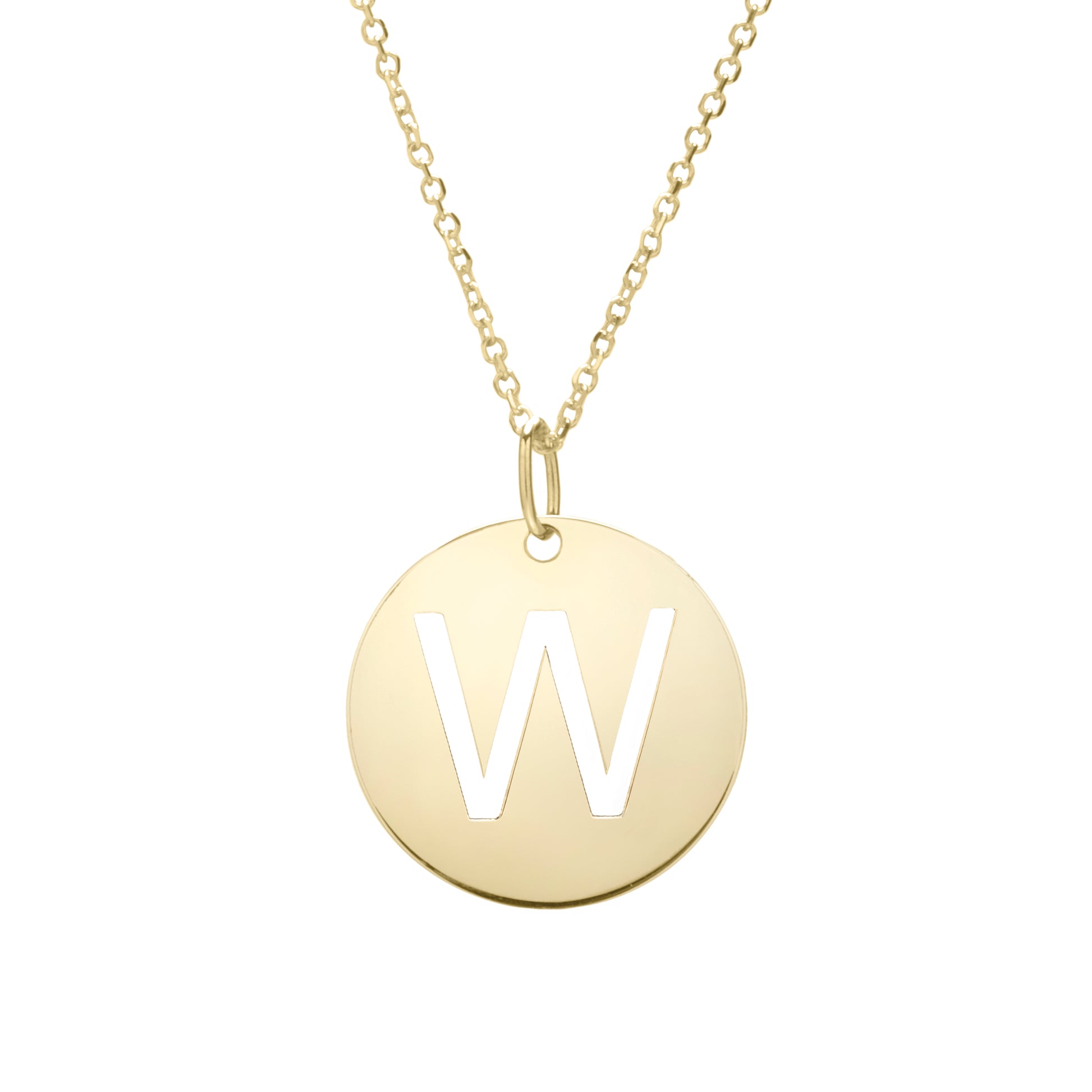 Royal Chain 14K Gold Disc Initial W Necklace SETW2932