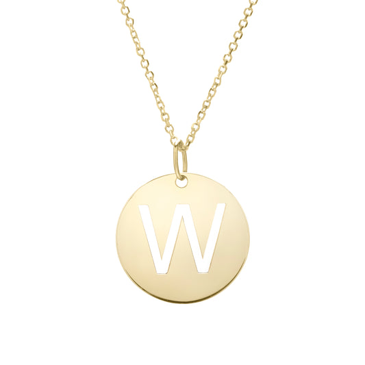 Royal Chain 14K Gold Disc Initial W Necklace SETW2932