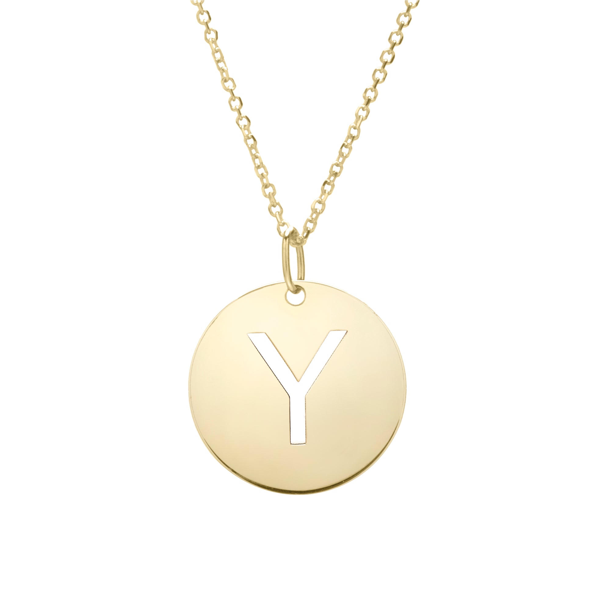 Royal Chain 14K Gold Disc Initial Y Necklace SETY2932