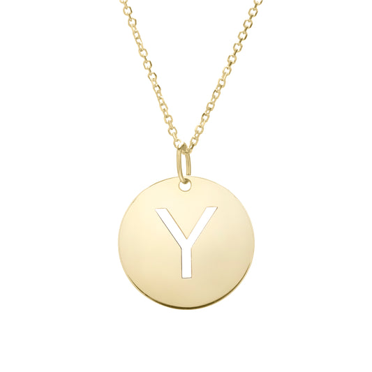 Royal Chain 14K Gold Disc Initial Y Necklace SETY2932