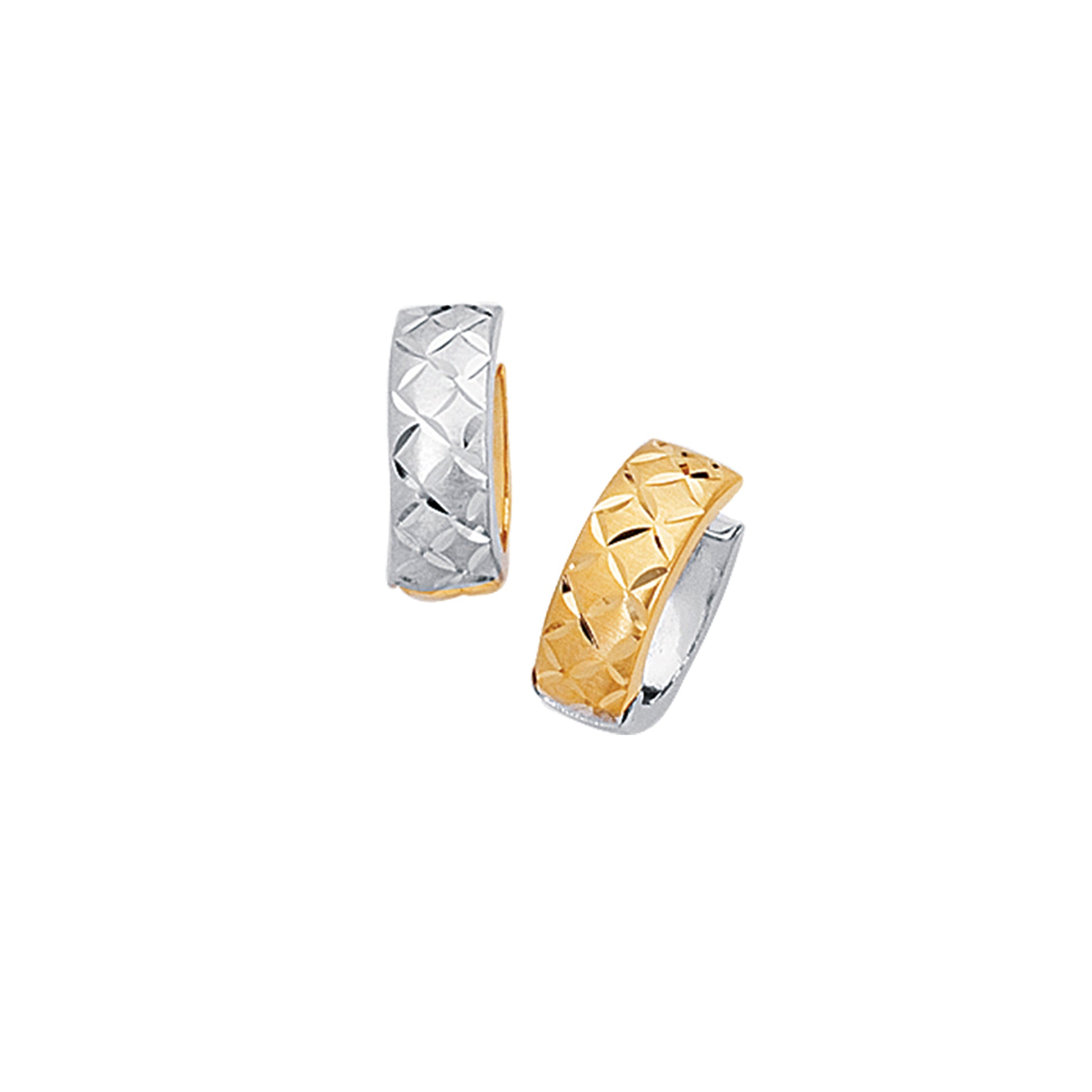 Royal Chain 14K Gold Reversible X Pattern Huggie Earring SN18