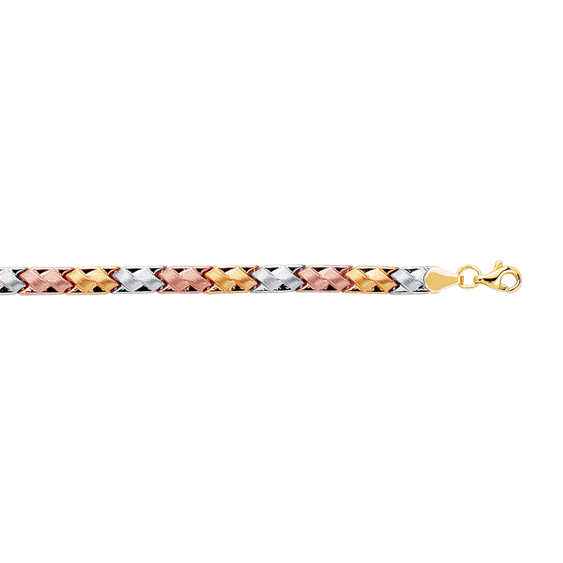 Royal Chain 14K Tri-color Gold Satin Mini X Stampato Bracelet STA252