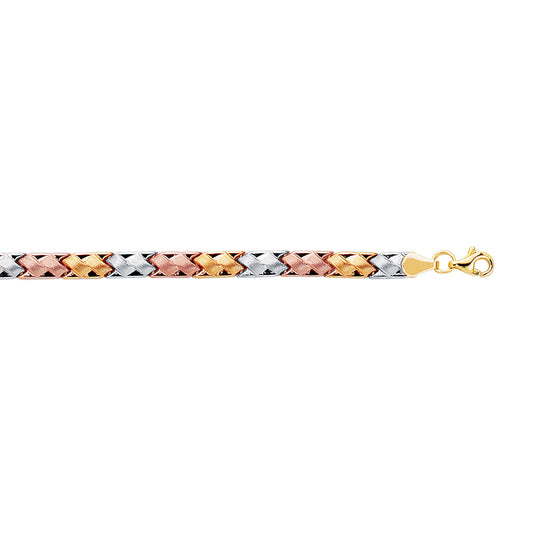 Royal Chain 14K Tri-color Gold Satin Mini X Stampato Bracelet STA252