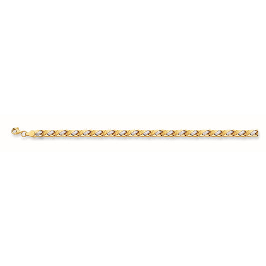 Royal Chain 14K Two-tone Gold Satin X Stampato Bracelet STA277