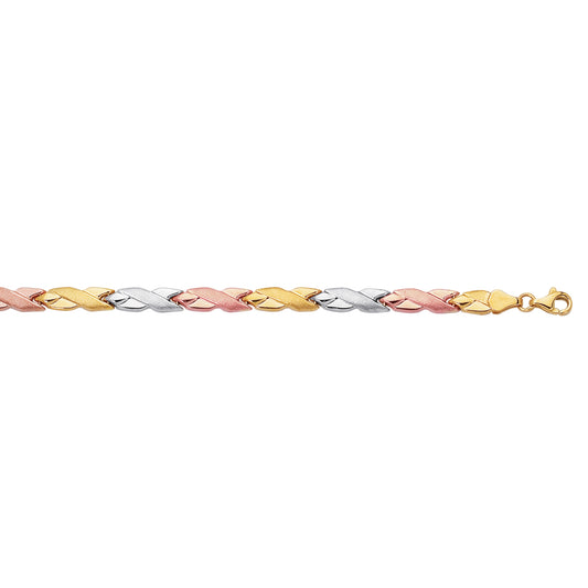 Royal Chain 14K Tri-color Gold Satin X Bracelet STA281