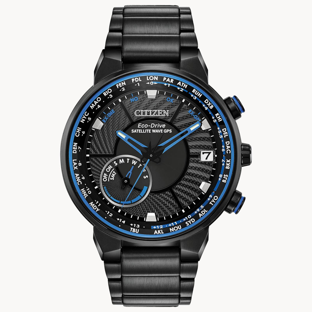 Citizen Satellite Wave GPS Freedom Black-Blue Dial Stainless Steel