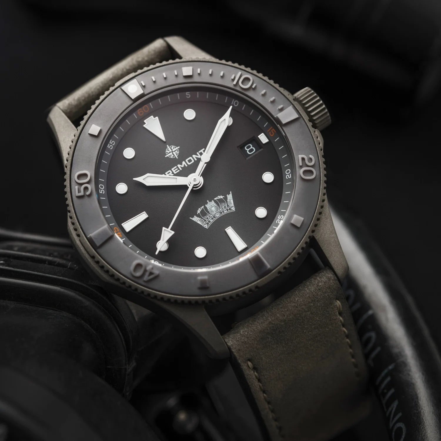 Bremont HMAF Supermarine 40mm Date Leather Strap SM40-DT-GRSS-HMAF-L-S