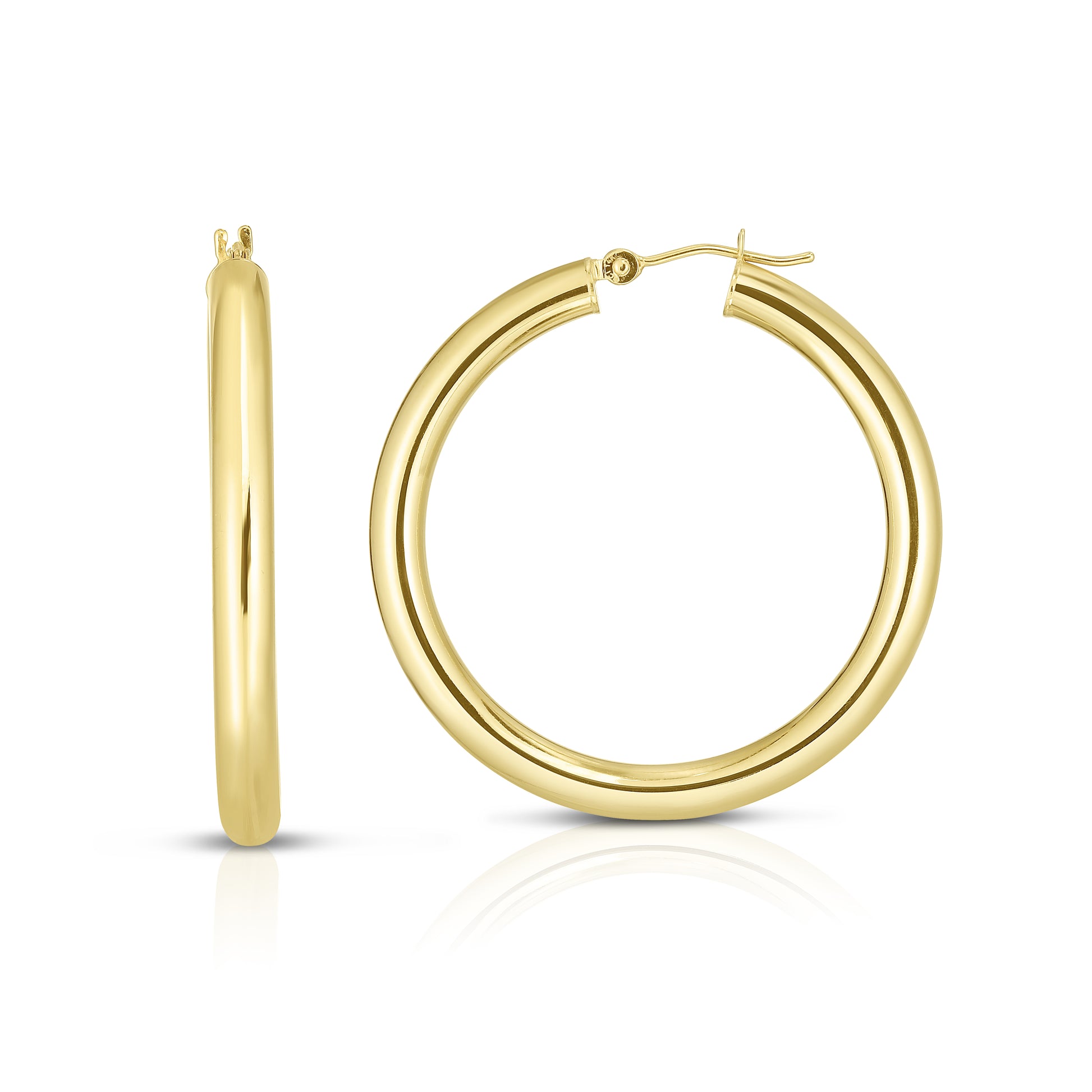 Royal Chain 14K Gold 4x40mm Hoops T523