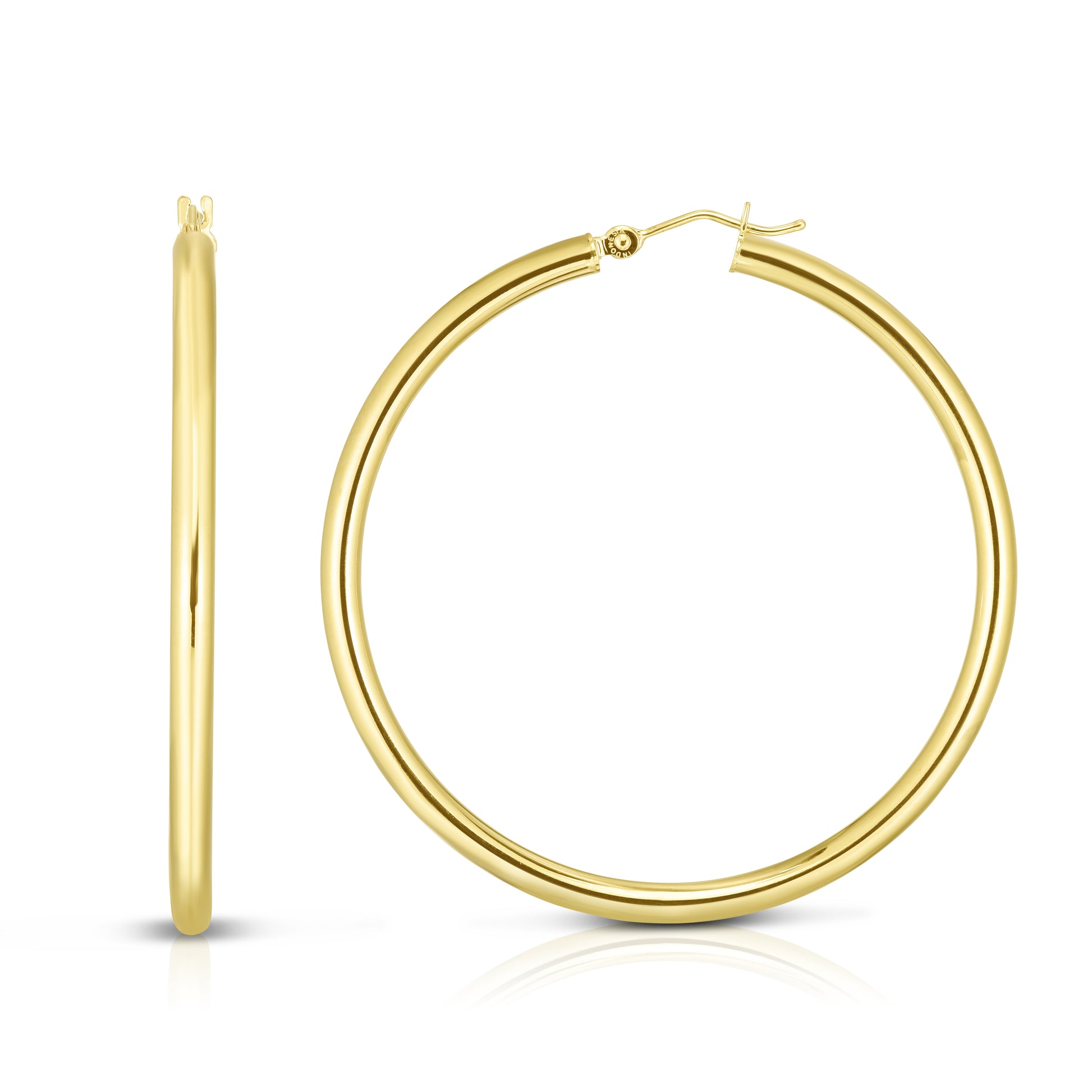 Royal Chain 14K Gold 3x50mm Hoops T528