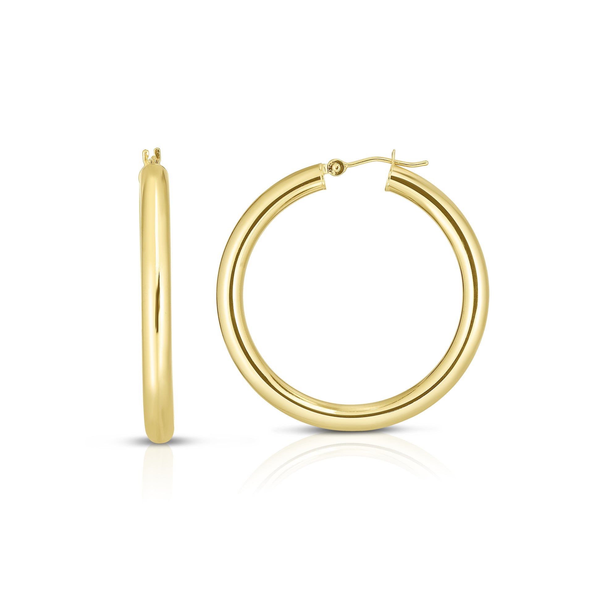 Royal Chain 14K Gold 4x30mm Hoops T529