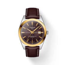 Load image into Gallery viewer, TISSOT GENTLEMAN POWERMATIC 80 SILICIUM SOLID 18K GOLD &amp; BROWN LEATHER
