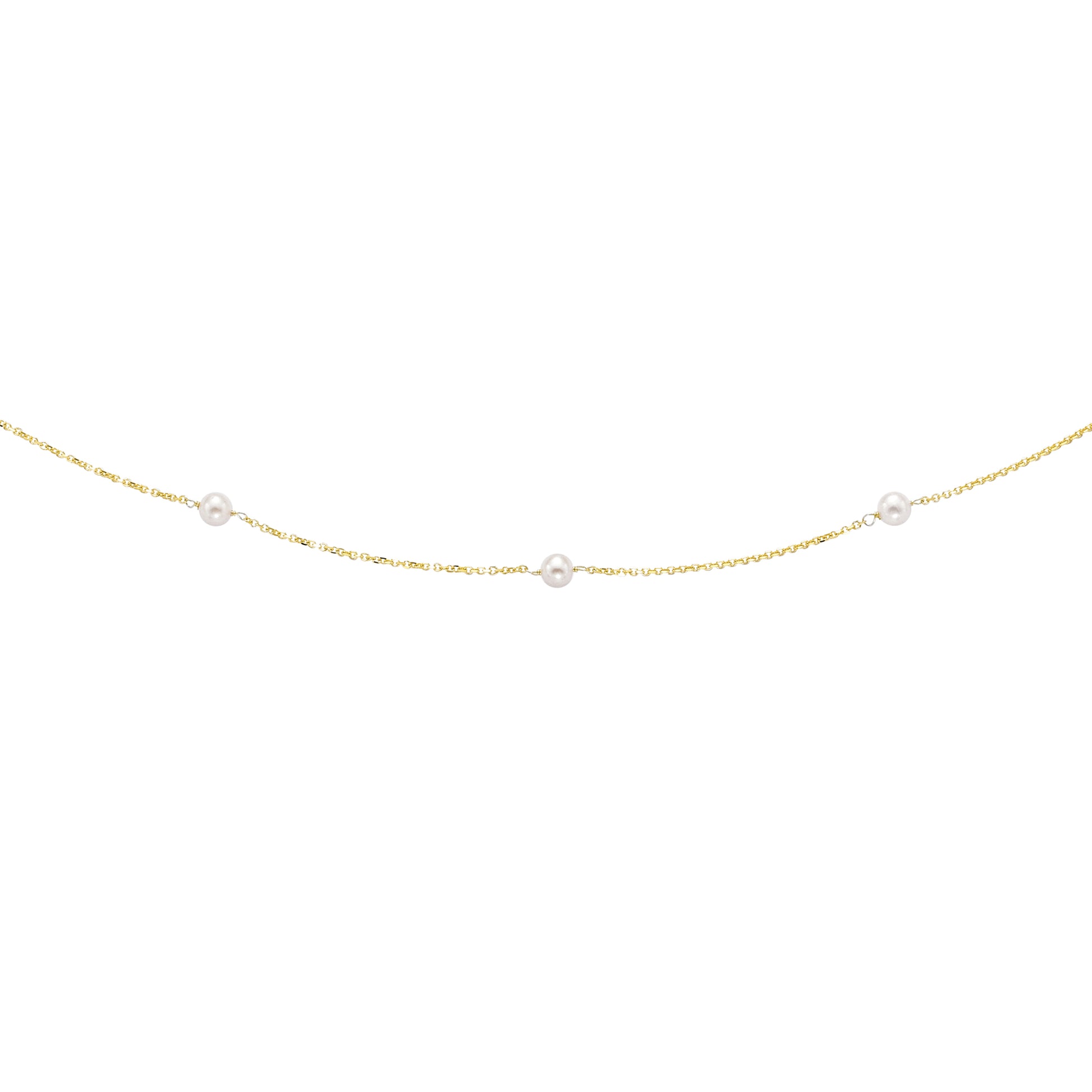 Royal Chain 14K Gold Pearl Station Necklace TC1