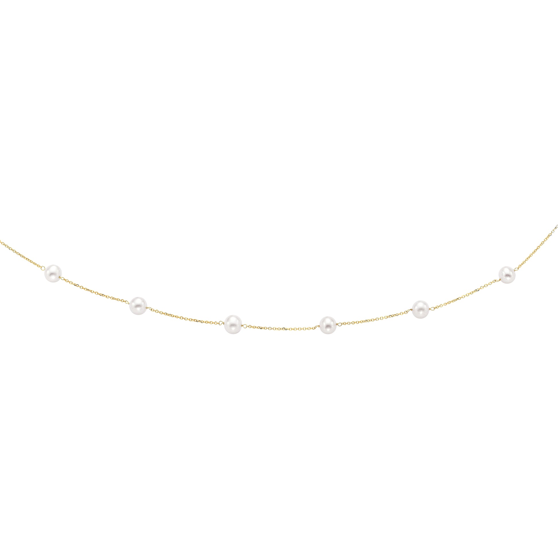 Royal Chain 14K Gold Pearl Station Necklace TC3