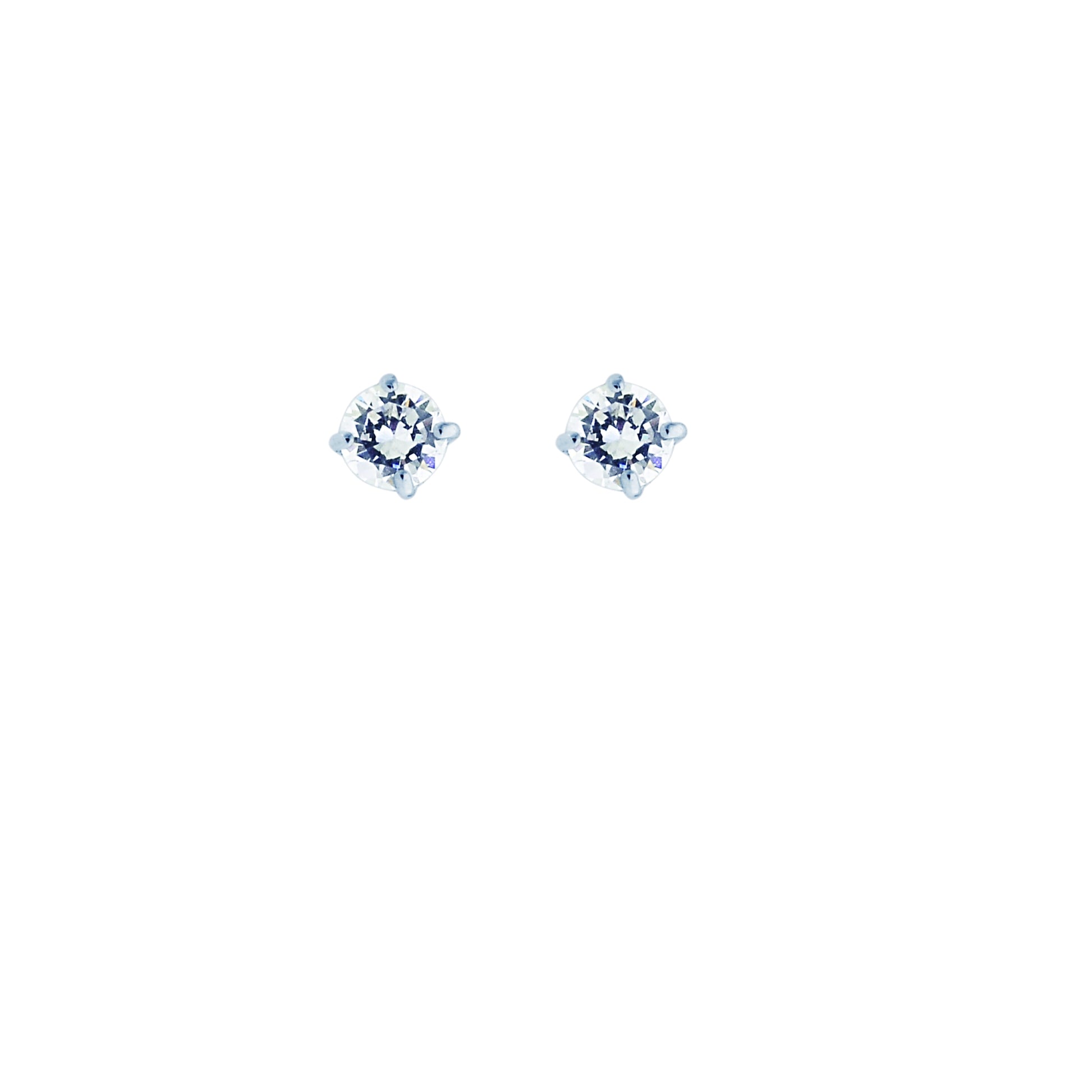 Royal Chain 14K Gold 4mm Round CZ Stud Earring CZ104