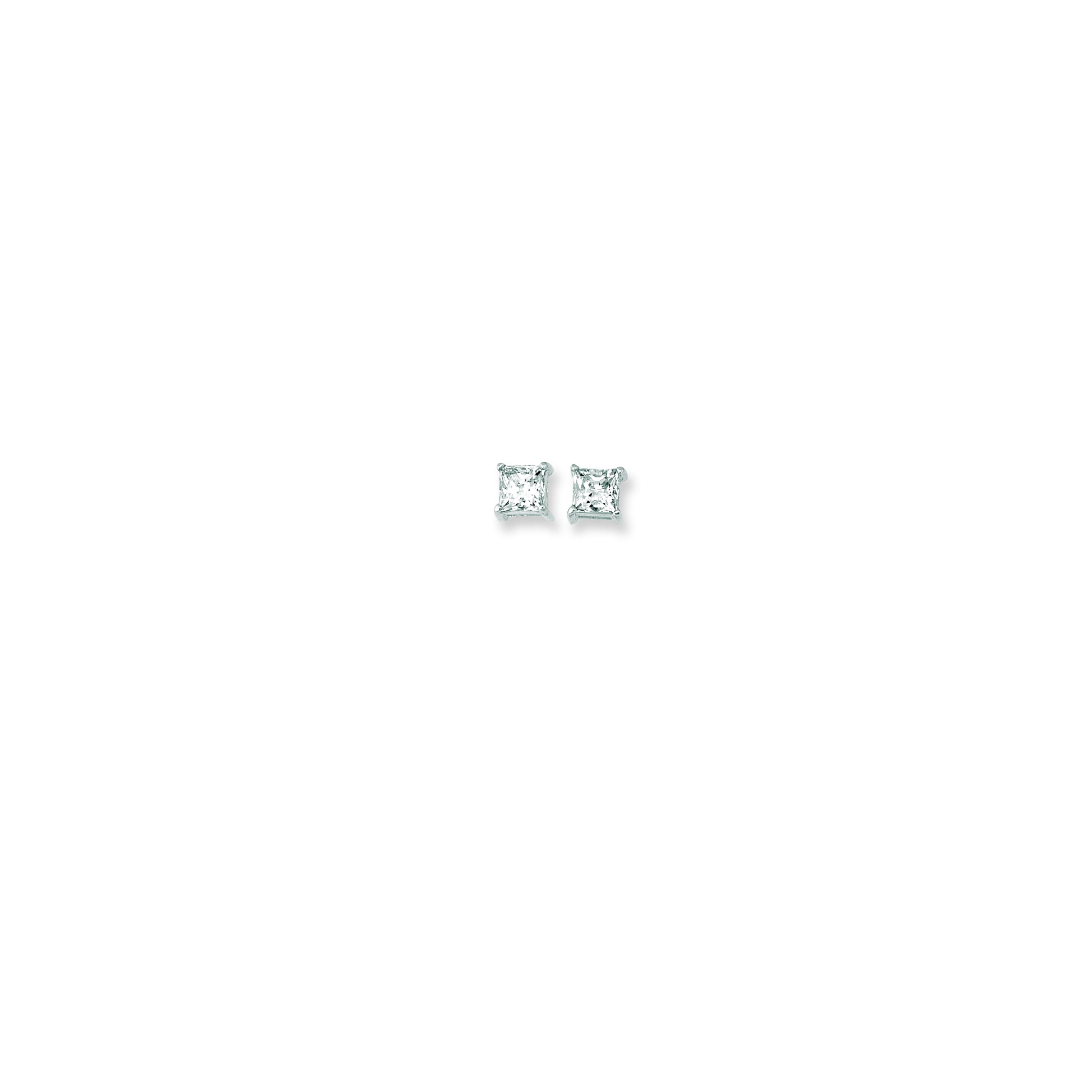 Royal Chain 14K Gold 5mm Princess Cut CZ Stud Earring WCZ109