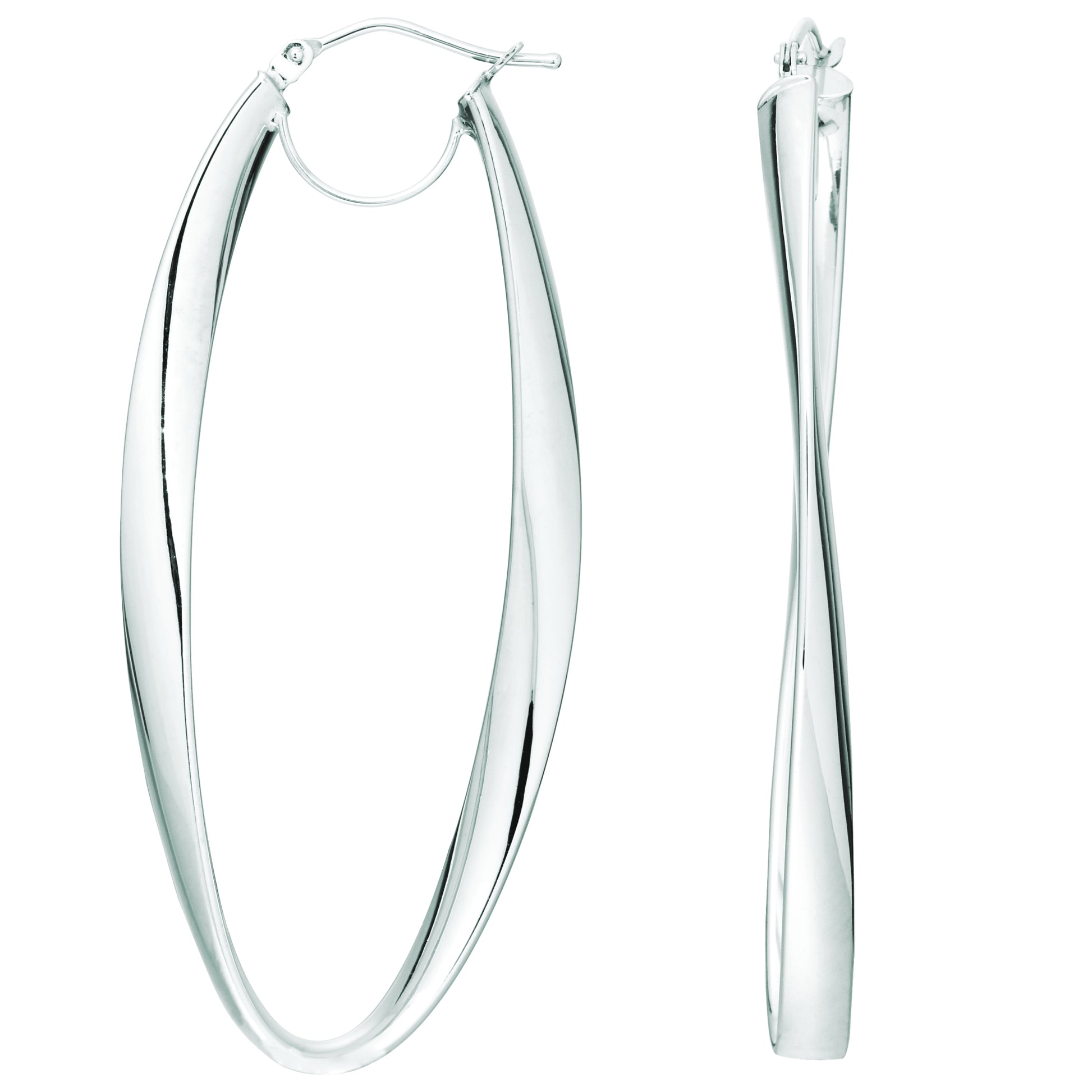 Royal Chain 14K Gold Twisted Oval Hinged Hoop Earring ER1001