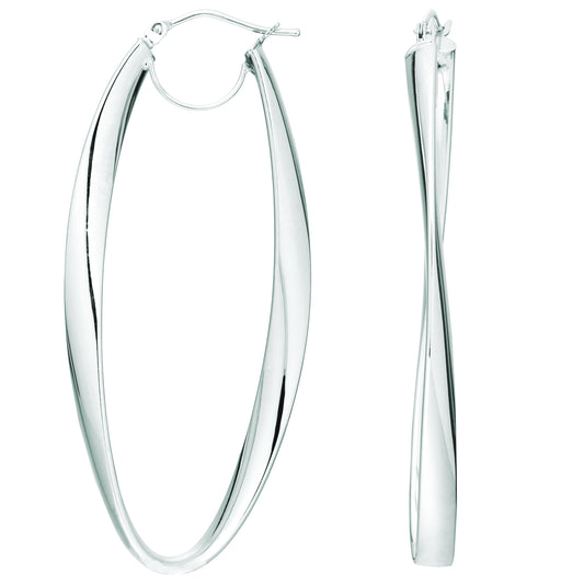 Royal Chain 14K Gold Twisted Oval Hinged Hoop Earring ER1001