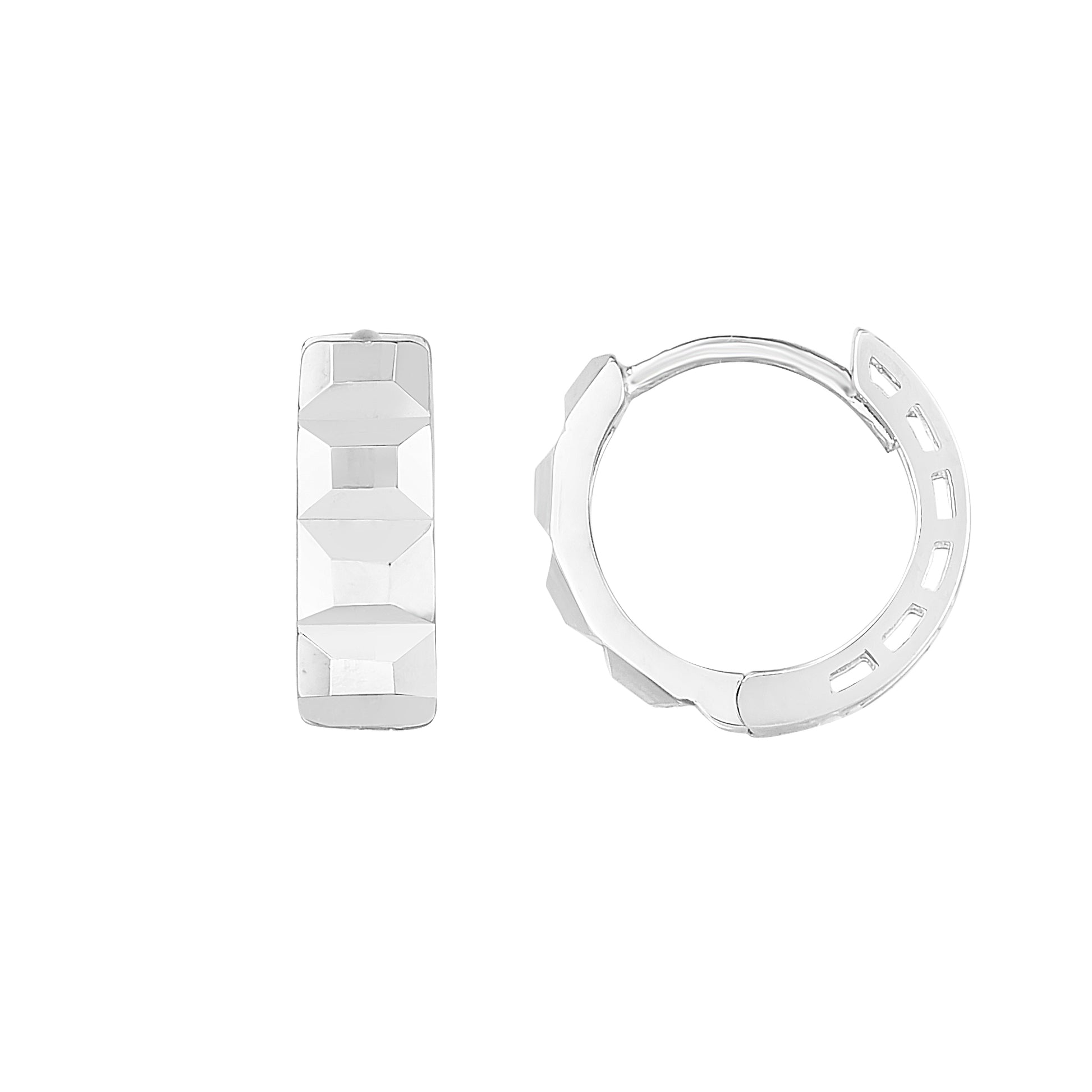 Royal Chain 14K Gold Faceted Huggie ER12006