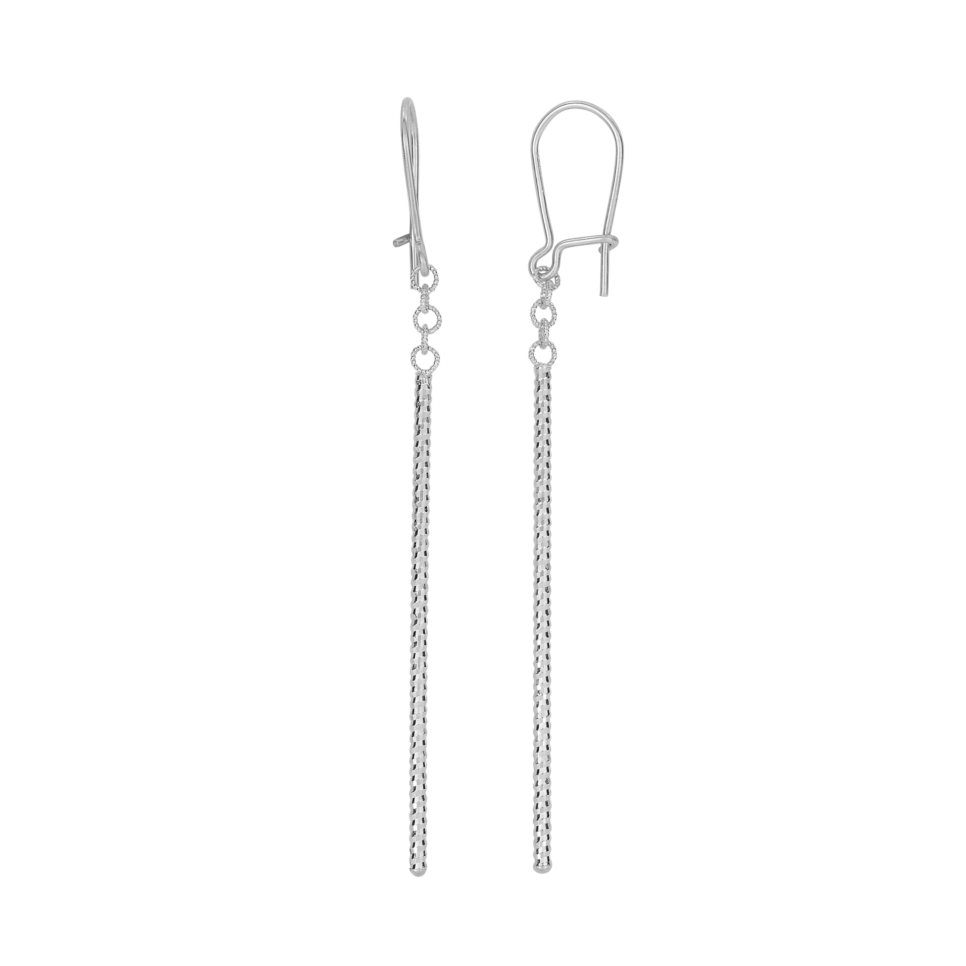 Royal Chain 14K Gold Diamond Cut Bar Linear Drop Earring ER4030