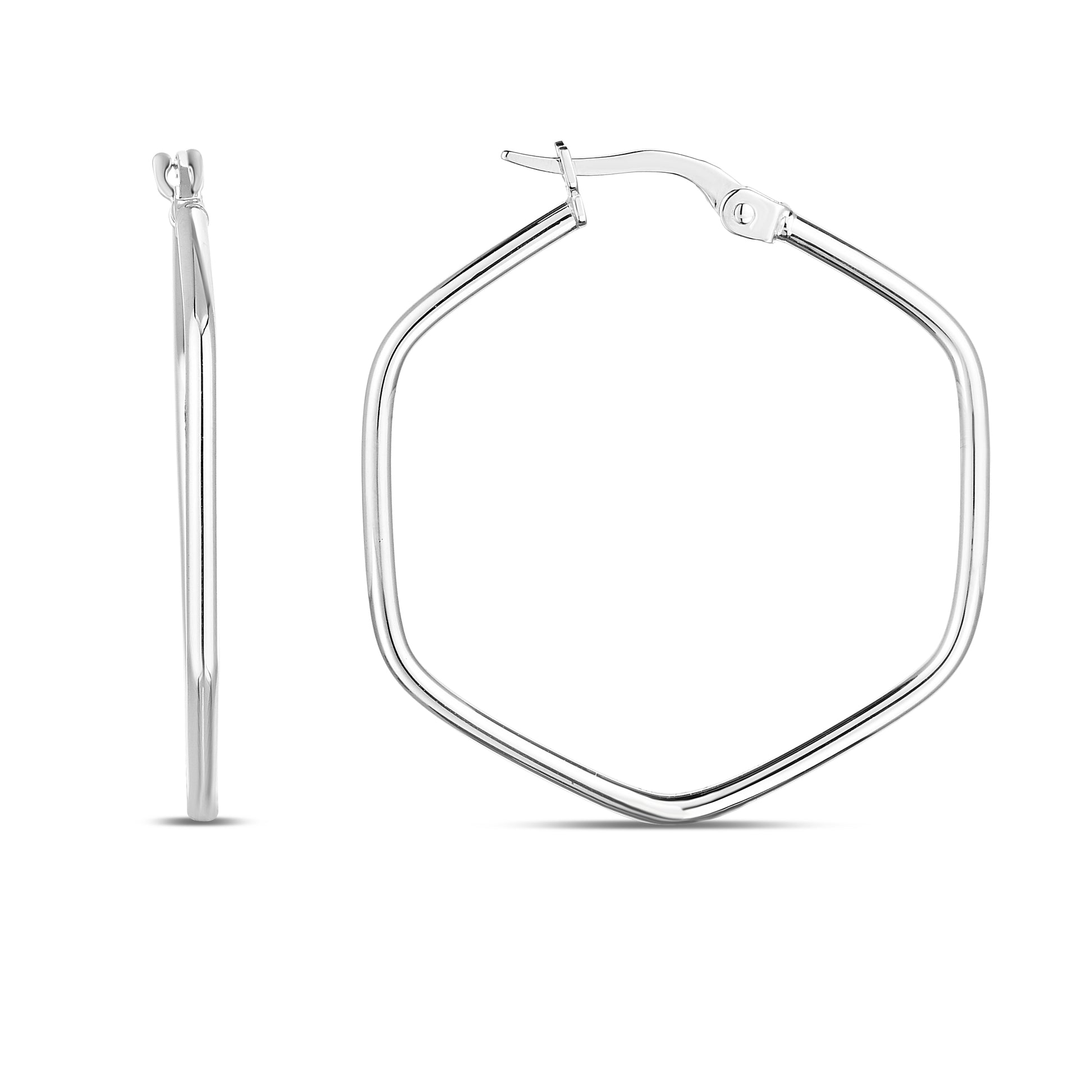 Royal Chain 14K Rounded Edges Hexagon Hoops ER8278